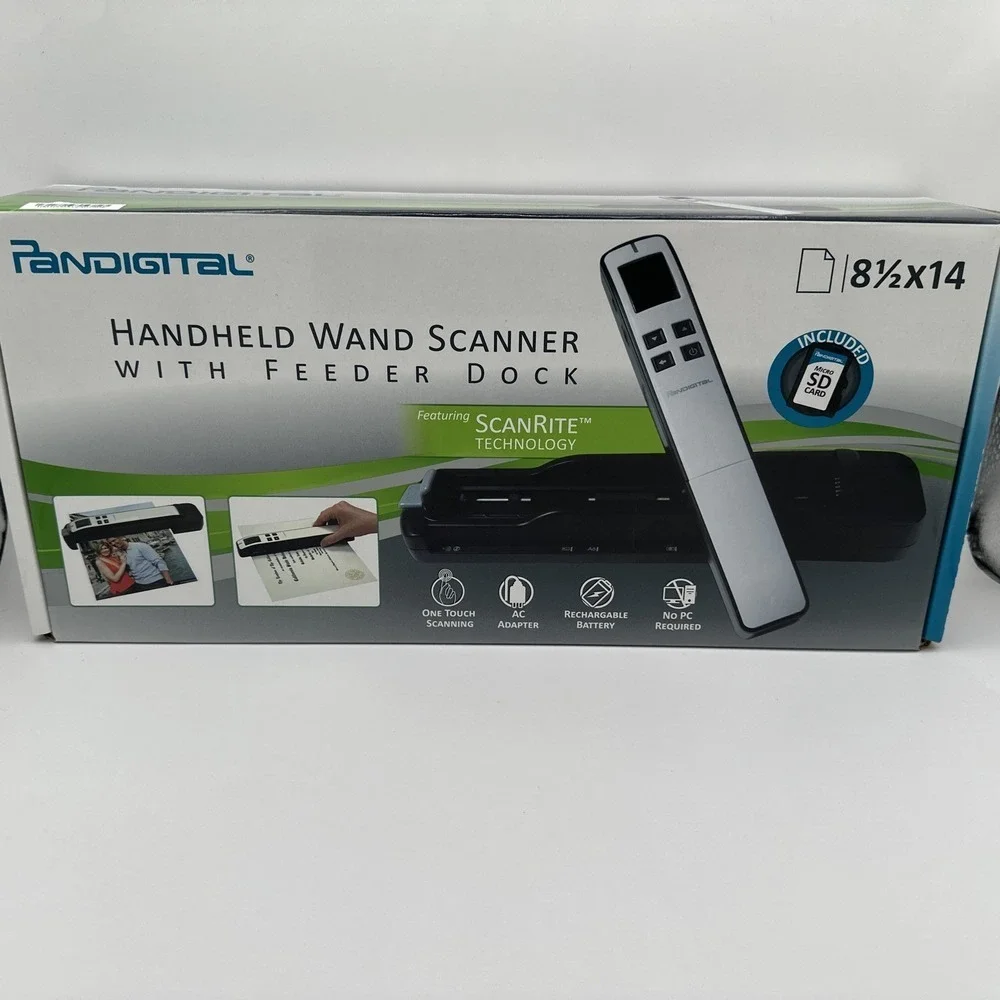 Pandigital Handheld Wand Scanner Feeder‎ Dock Blue 8.5x14 Open Box Complete